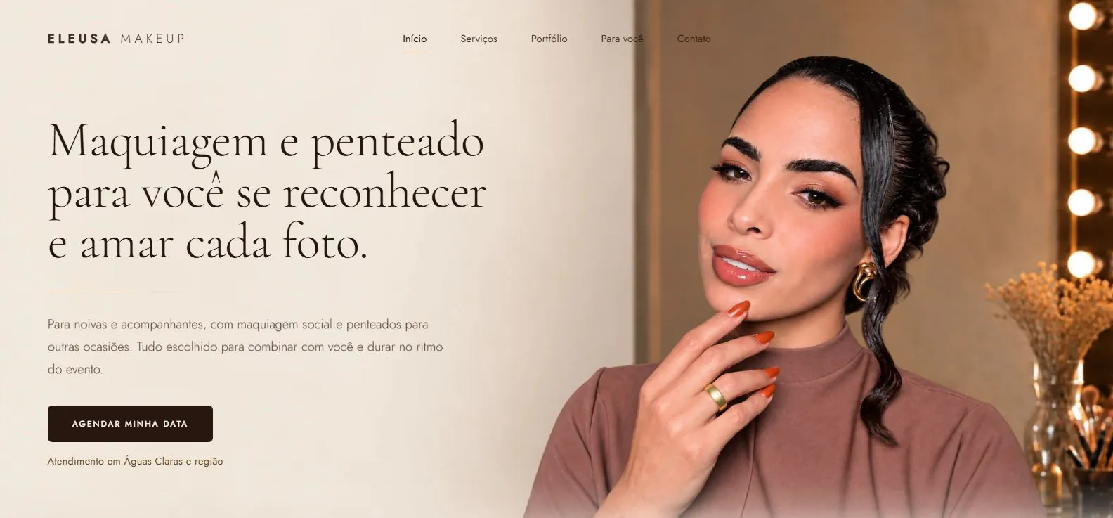 Captura do site Eleusa Makeup: página inicial