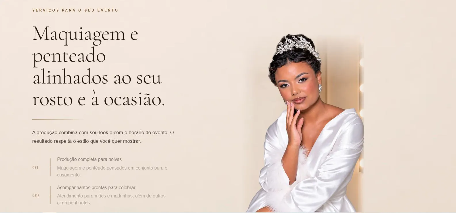 Captura do site Eleusa Makeup: serviços