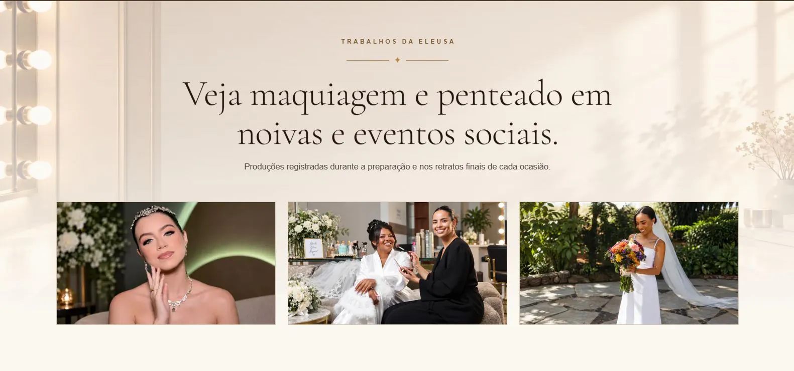 Captura do site Eleusa Makeup: trabalhos