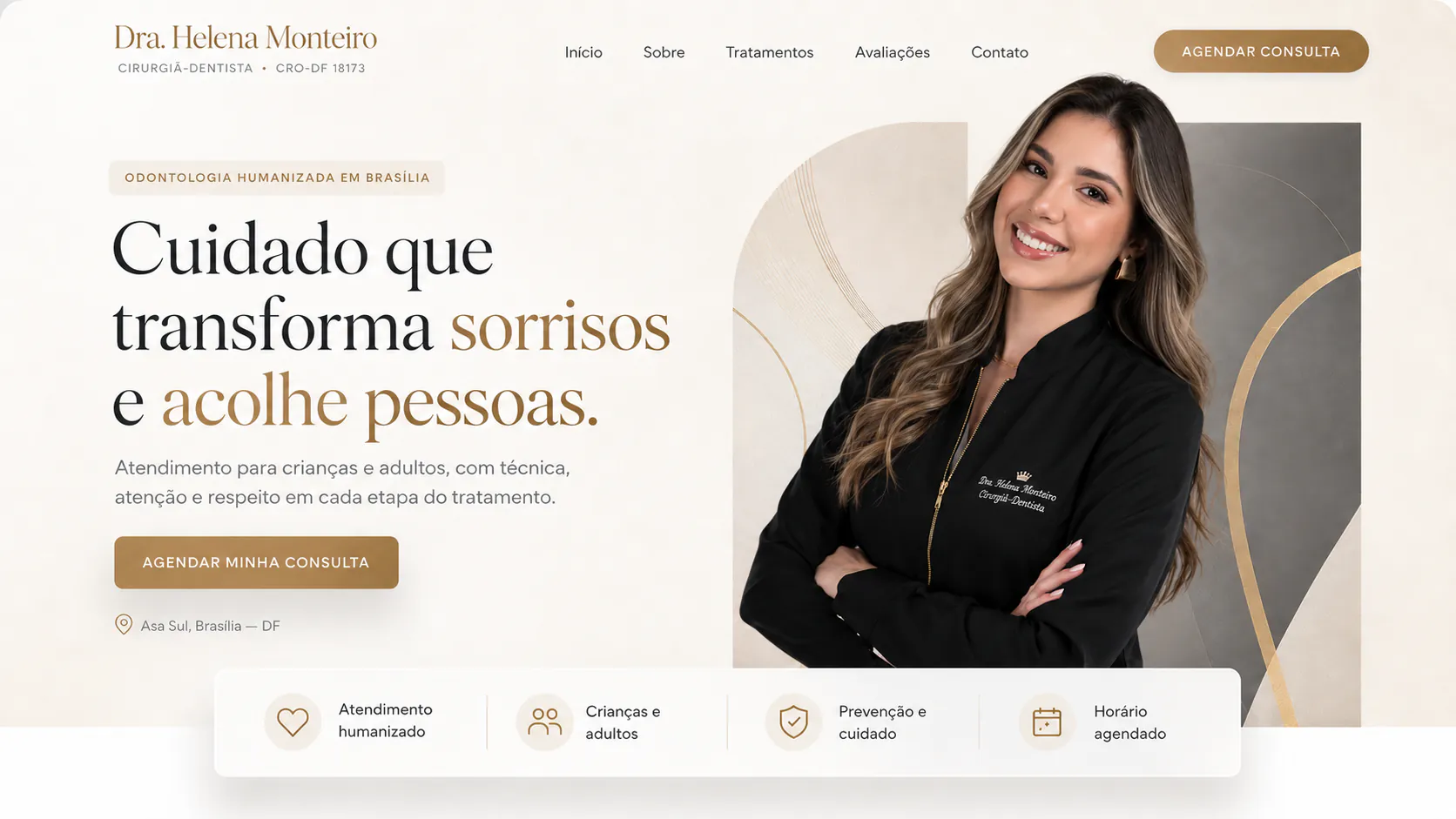 Captura do site Dra. Helena Monteiro: página inicial