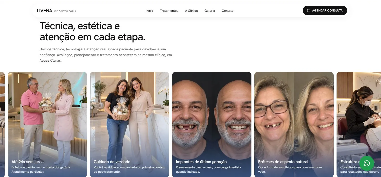 Captura do site Livena Odontologia: diferenciais