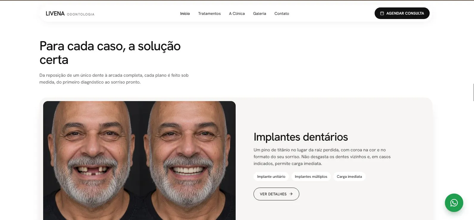 Captura do site Livena Odontologia: tratamentos