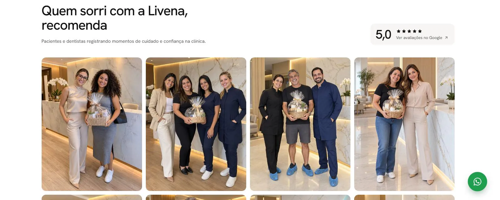Captura do site Livena Odontologia: depoimentos