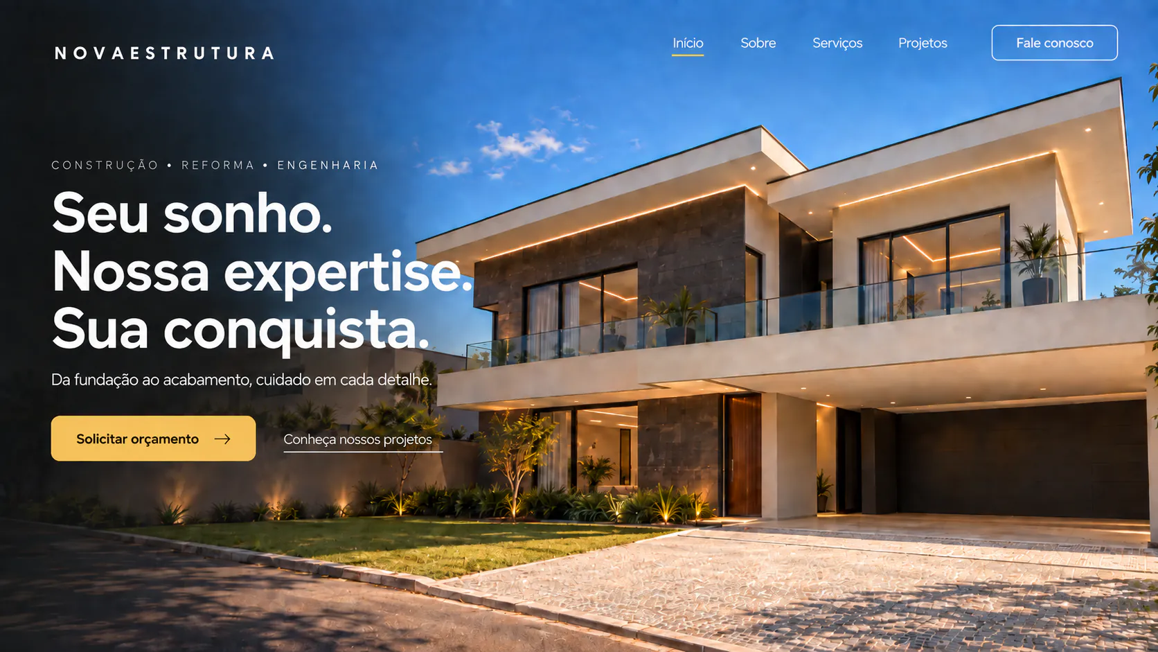 Captura do site Nova Estrutura: página inicial